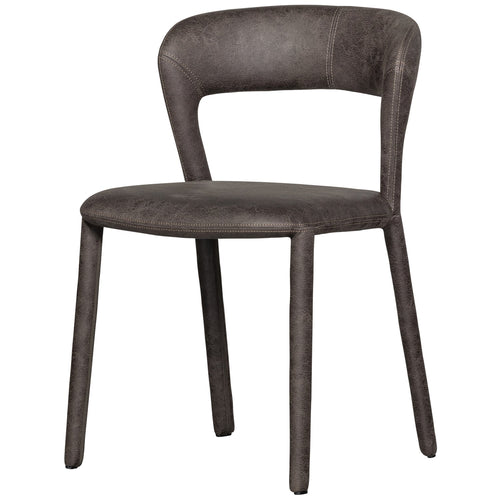 WOOOD eetkamerstoelen Noble - Leerlook - Zwart/Grijs - Set van 6