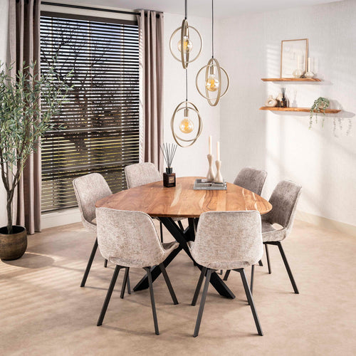 Giga Living Hanglamp Turn Around - Beige Metaal - Ø40x150cm