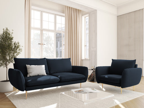 Cosmopolitan Design Bank Vienna 2-zits, flueel, donkerblauw - 92x160x95cm