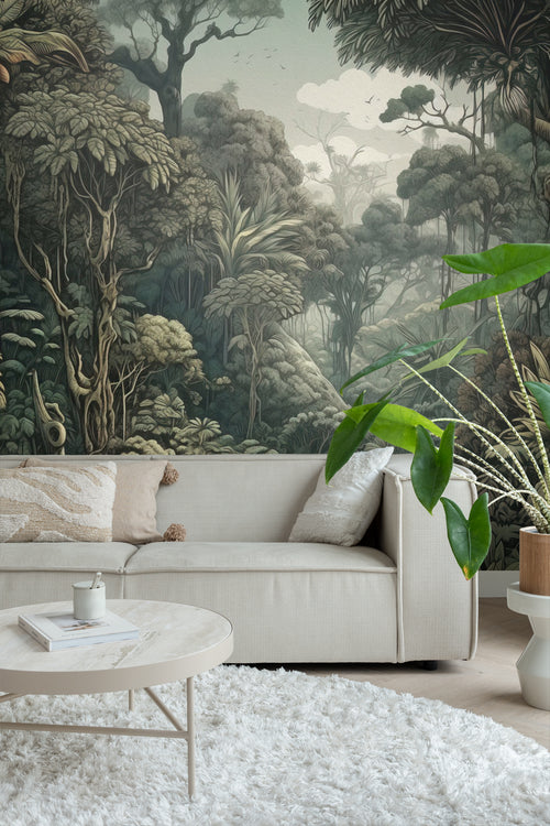 Sanders & Sanders fotobehang jungle-motief donkergroen - 300 x 279 cm - 950025
