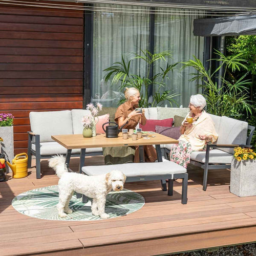 Garden Impressions Lissabon lounge dining set 6-delig rechts incl stoel - valley sand