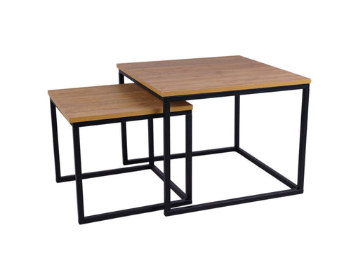 MaximaVida vierkante salontafel set Kiev XL 60 cm - rustiek eikenhout fineer - vtwonen shop