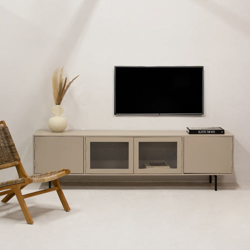 Giga Meubel Tv-Meubel Gita - Mangohout/Metaal/Glas - Taupe - 200cm - vtwonen shop