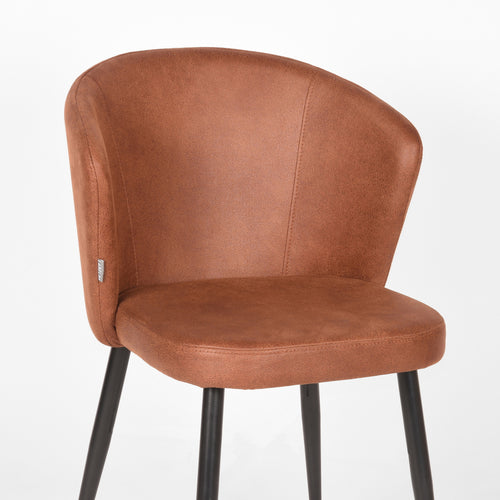 LABEL51 Eetkamerstoel Wave - Cognac - Zithoogte 50cm - Set van 2