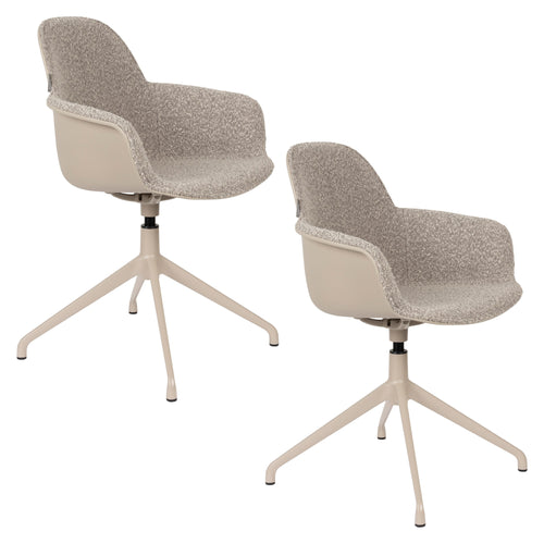 Zuiver Albert Kuip Swivel Eetkamerstoelen armleuning Taupe - Set van 2 - vtwonen shop