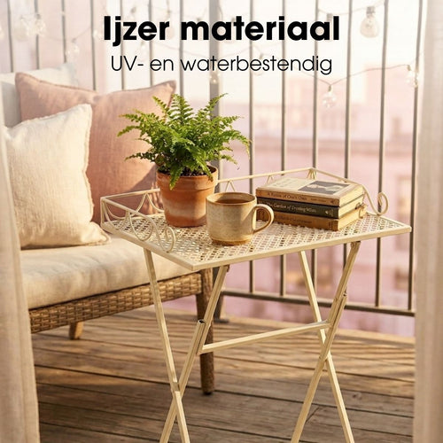 Mica Decorations Marseille Tuintafel - Plantenrek 50 x 38 x 68 cm - Tuintafeltje Bijzettafeltje - Tuintafeltje Weerbestendig IJzer - Tafeltje voor