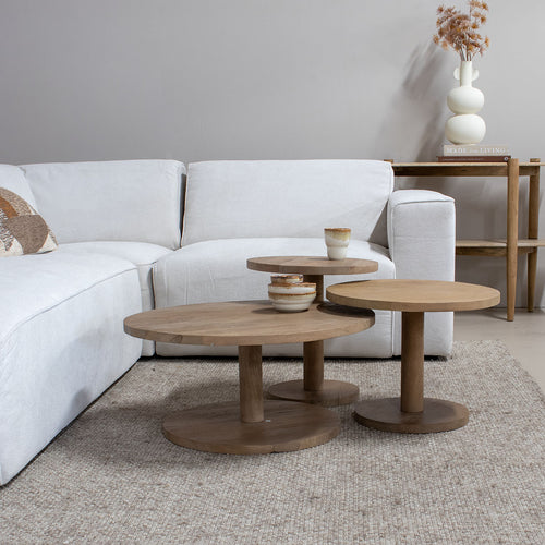 Giga Meubel Salontafel Nao - Rond - Mangohout - Set van 3