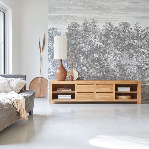 Tikamoon Tv-meubel van massief teakhout 200 cm - Naturel - vtwonen shop