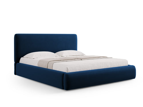 Cosmopolitan Design Opbergbed met hoofdeinde Colonel 200x200cm, flueel, koningsblauw - 220x220x100cm