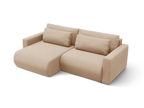 Cosmopolitan Design Omkeerbare converteerbare hoekbank met opbergdoos Belfast 3-zits, flueel amandelbeige - 149x240x84cm