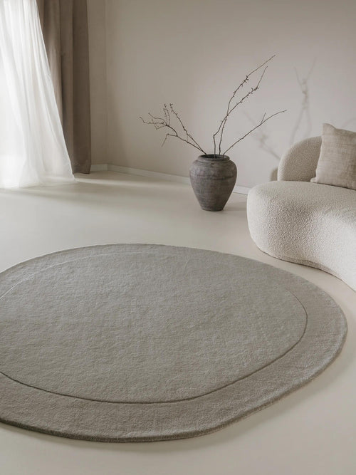 benuta wollen vloerkleed Shape - grijs - ø 200 cm