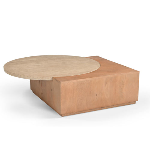 Starfurn Salontafel Numa - Organisch Hout/Travertin - 103x75x30cm