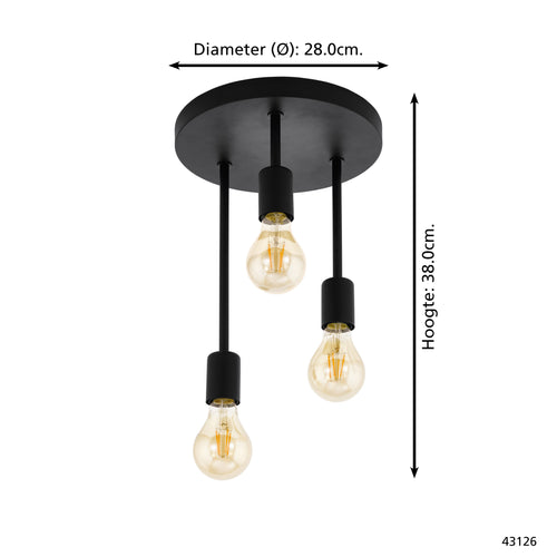 EGLO plafondlamp Wilmcote - e27 - ø 28 cm - zwart