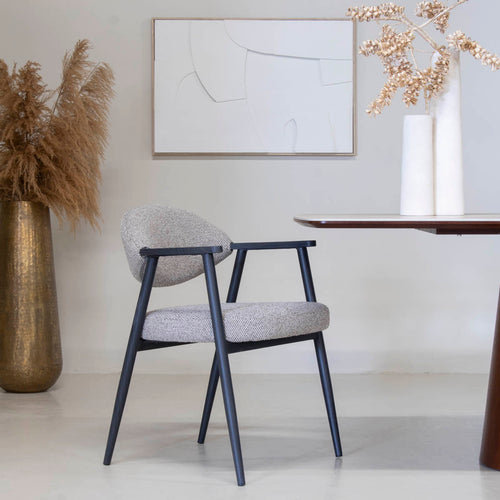 DÉJA Living Eetkamerstoel Karup - Taupe/Zwart - Set van 2 - vtwonen shop