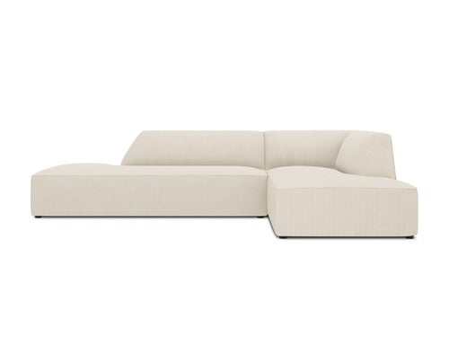 Micadoni - Rechter hoekbank "Ruby" 4 zitplaatsen, ribfluwelen, lichtbeige - 180x273x69cm
