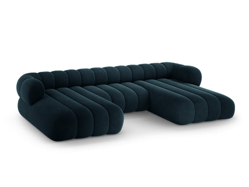 Cosmopolitan Design Panoramische bank Koge 6-zits, flueel diepe olie - 165x348x70cm