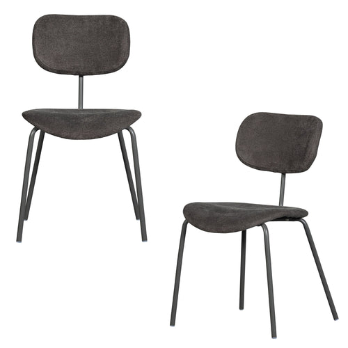 WOOOD eetkamerstoelen Link - Polyester - Bruin/Grijs - Set van 2 - vtwonen shop