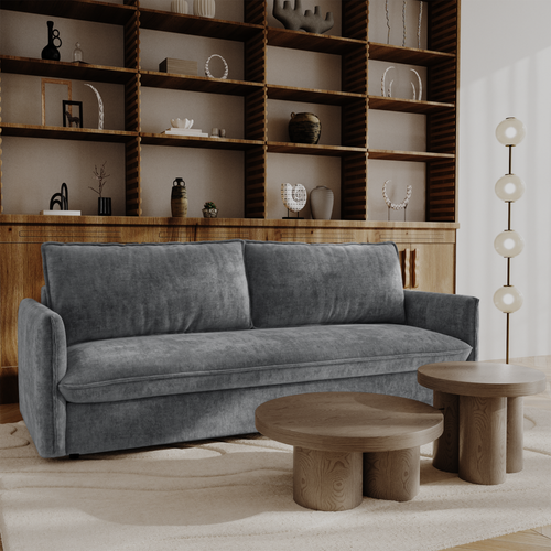 Premium Interiors - Snel uitklapbare slaapbank AVA - gewaafd fluweel leisteengrijs 198cm