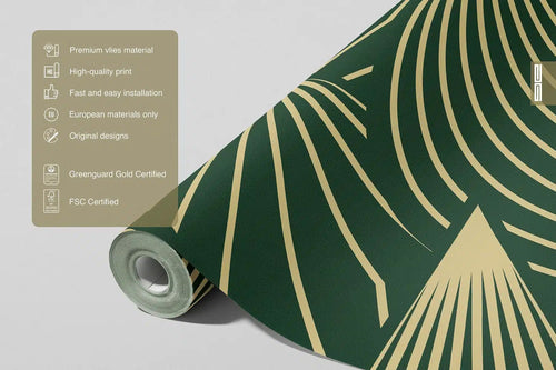 Sanders & Sanders fotobehang geometrische vormen groen en goud - 375 x 270 cm - 601459