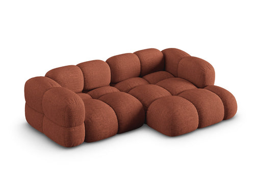 Cosmopolitan Design rechter hoekbank Loretto 3-zits, structurele stof koraal - 147x250x68cm