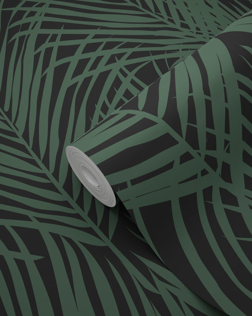 ESTAhome behang palmbladeren donkergroen en zwart - 53 cm x 10.05 m - 139157 - vtwonen shop