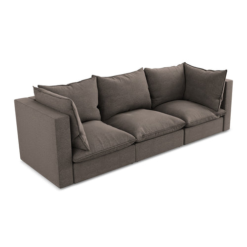 LaMiaSofa 3-zits bank Ravenna - bouclé - chocolade - 255x90x77