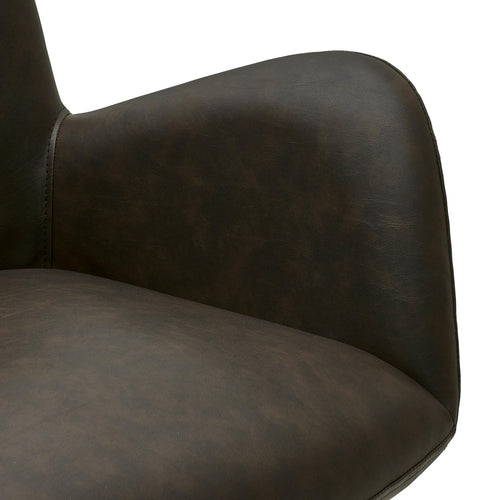 Furnhouse eetkamerstoelen armleuning Jennifer - Donkerbruin - Kunstleer - Set van 2
