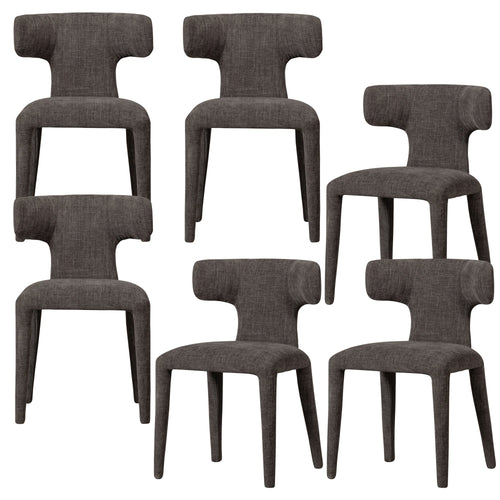 WOOOD eetkamerstoelen Permit - Polyester - Espresso - Set van 6