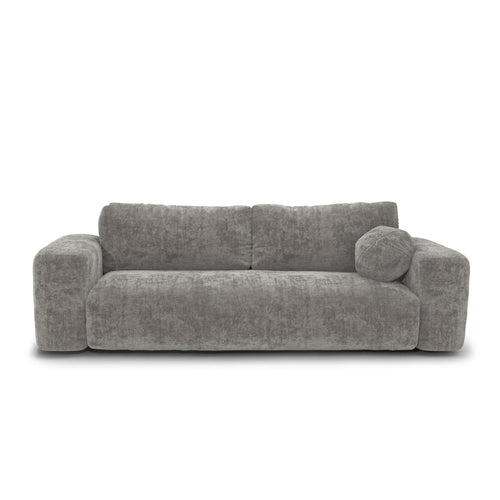 Premium Interiors - Slaapbank met opbergruimte LIOR - getextureerd fluweel betongrijs 260cm