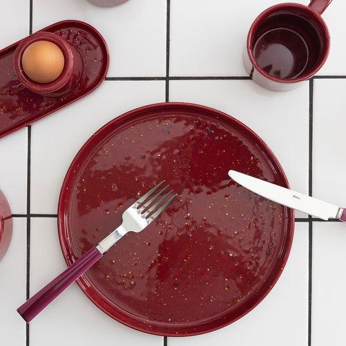 Ona - Plat bord 25cm burgundy Fika - Set van 4