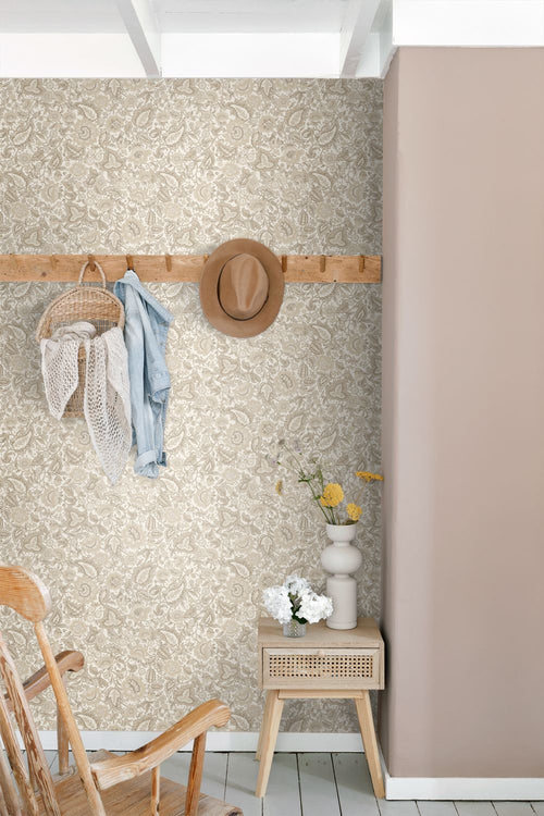 ESTAhome behang vintage bloemen beige en bruin - 50 x 900 cm - 132238