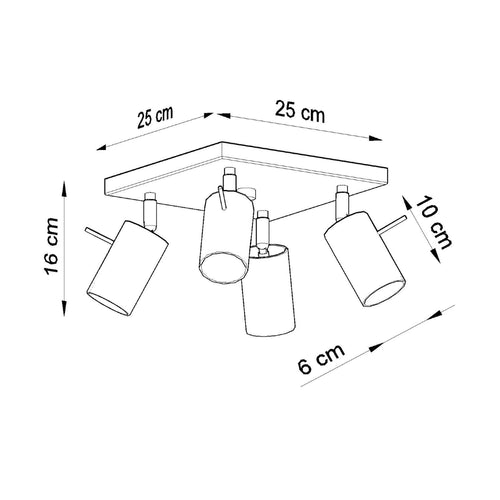 Sollux Lighting Plafondlamp RING 4 grijs - 25x25x16cm