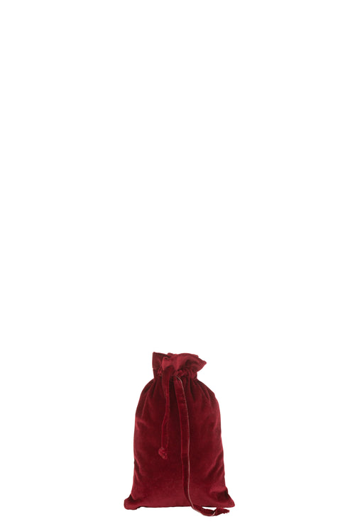 J-Line zak Kerst Velvet - katoen - rood - small - 4 stuks