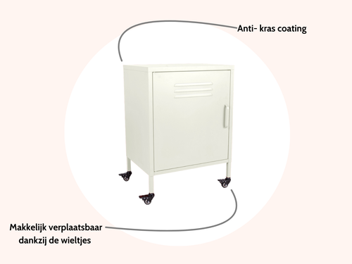 MaximaVida metalen lockerkastje Finn met wieltjes 52 x 40 x 67 cm ivoor - vtwonen shop