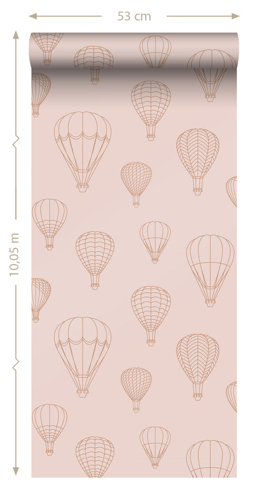 ESTAhome behang luchtballonnen terracotta roze - 50 x 900 cm - 139720 - vtwonen shop