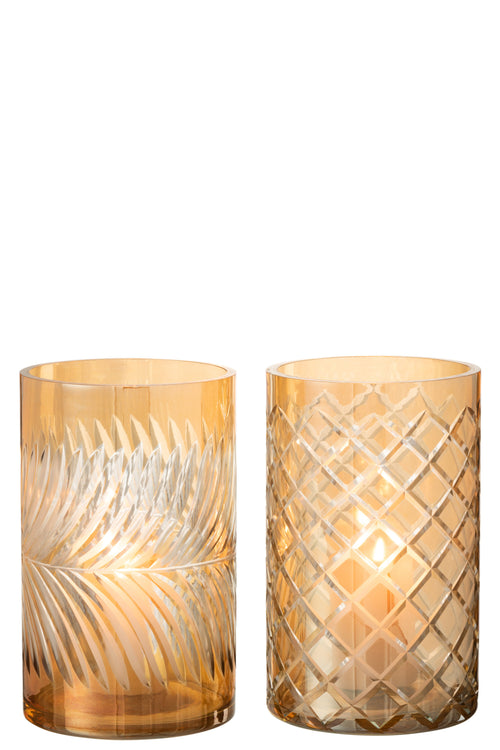 J-Line windlicht Diamant - glas - goud - large - 2 stuks - vtwonen shop