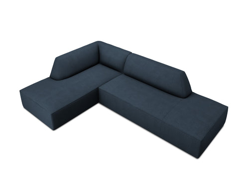 Micadoni linker hoekbank Ruby 4-zits, structurele stof, marineblauw - 180x273x69cm