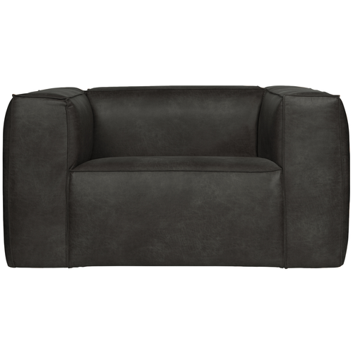 WOOOD fauteuil Bean - Ecoleer - Zwart - 74x146x98 - vtwonen shop