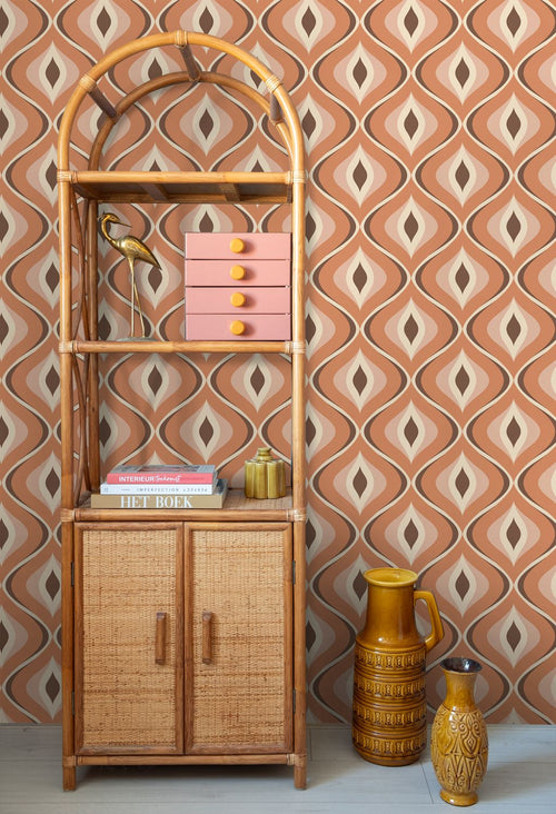 ESTAhome behang retro ornamenten oranje en bruin - 53 cm x 10.05 m - 130986
