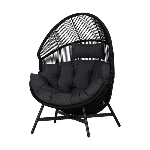 Lisomme Ayla Rattan Tuin Loungestoel Zwart - Met Zitkussens - vtwonen shop