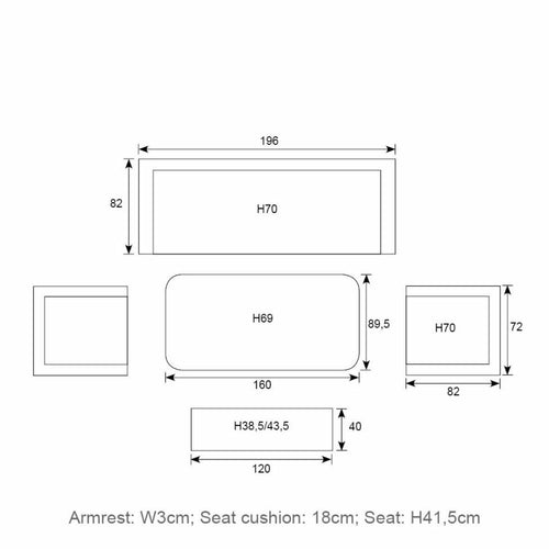 Diamo loungeset - 3-delig - carbon black - grey sand - valley sand