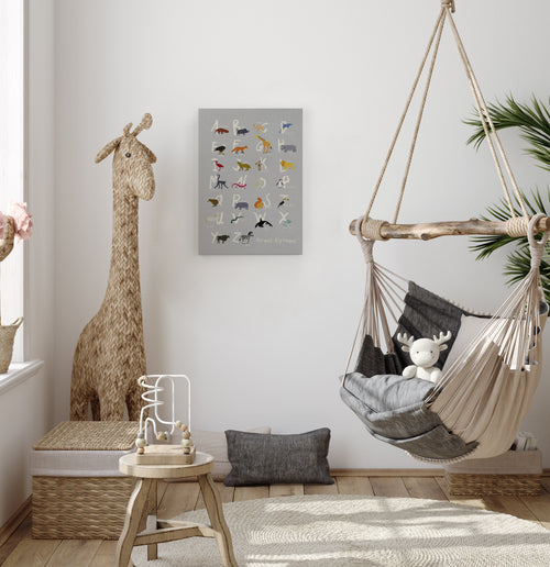 Canvas 60x40 Afdruk Dierenalfabet