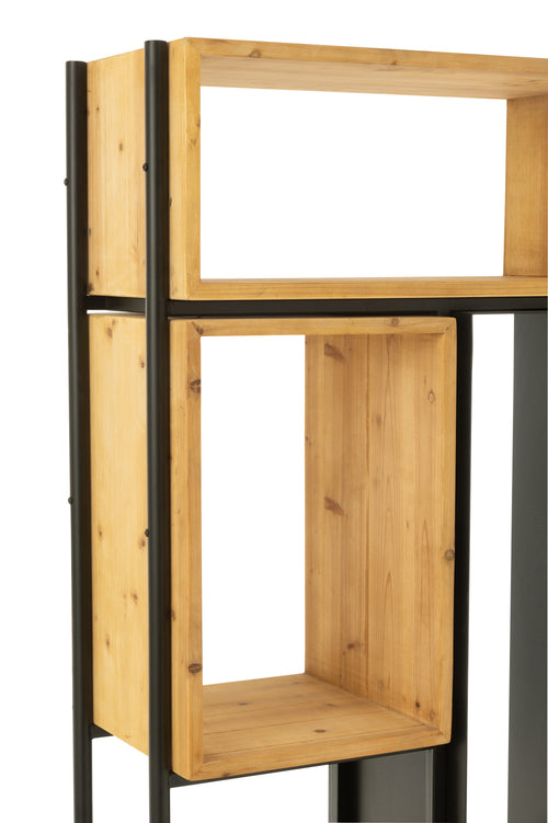 J-Line kast Tina - hout/ijzer - zwart/naturel - small