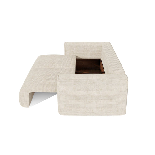 Premium Interiors - Slaapbank met opbergruimte COMO - corduroy beige 254cm