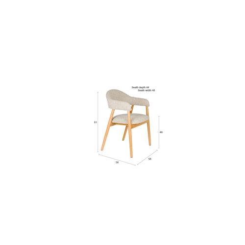 Housecraft Living Indy Eetkamerstoelen met leuning Licht Bruin/ Beige - Set van 2