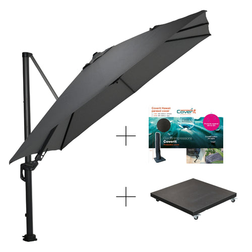 Garden Impressions Hawaii deluxe parasolset 300x300 carbon black anthracite
