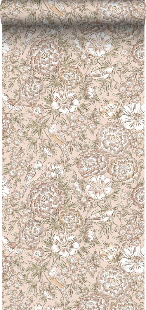 Borastapeter behang bloemen en vogels roze - 53 cm x 10.05 m - 660861 - vtwonen shop