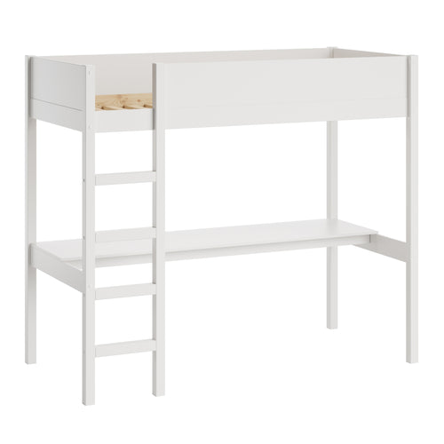 Petite Amélie Hoogslaper met bureau Sommet – 90x200 cm – Wit – Trap links en rechts monteerbaar – Ruimtebesparend - vtwonen shop