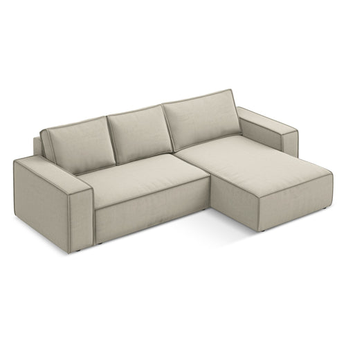 LaMiaSofa hoekbank rechts Livorno - velours - parel - 290x185x82