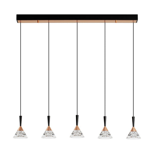 Nova Luce PALUZ Hanglamp voor aan het plafond, roségoud, matzwart, Triac dimbare LED 30W 1558lm 3000K